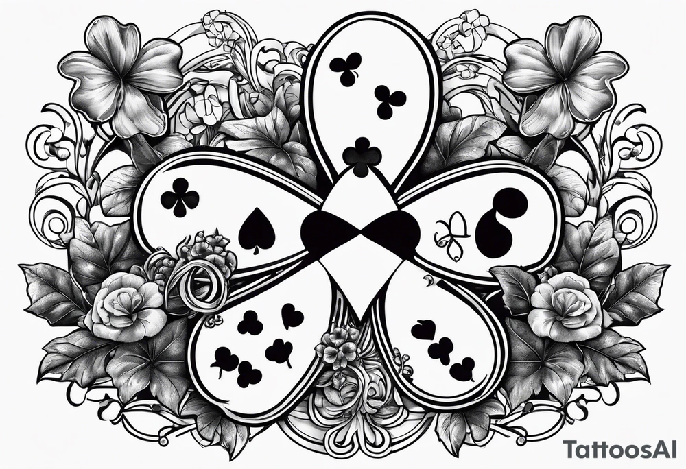 4 leaf clover with horseshoe and dice tattoo idea