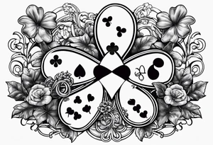 4 leaf clover with horseshoe and dice tattoo idea