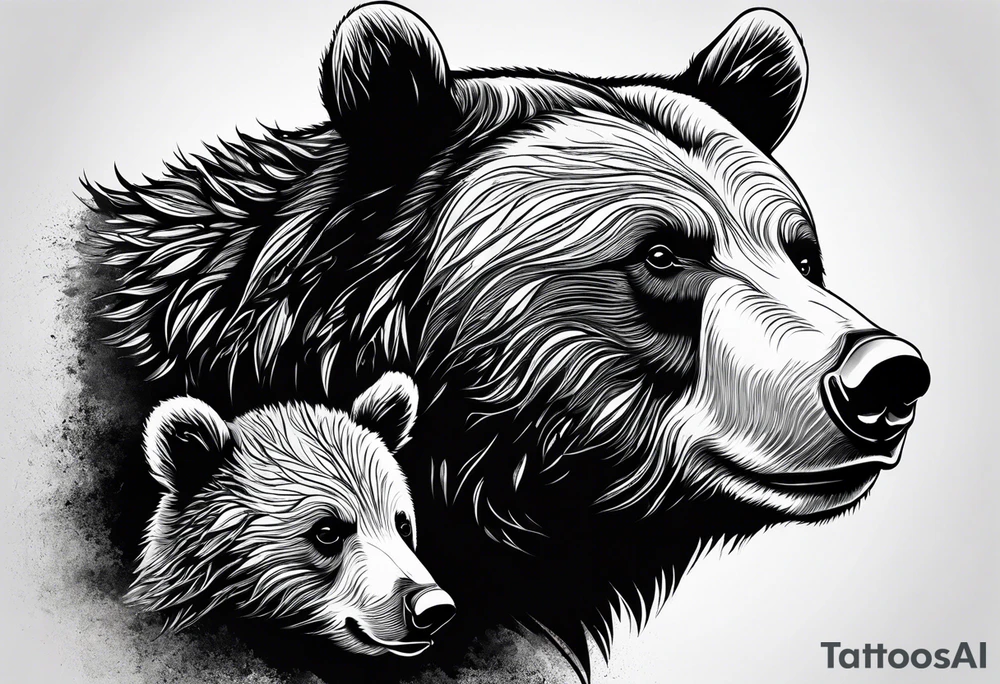 mother bear and cub teardrop shaped simple tattoo idea mother bear and cub teardrop shaped simple tattoo idea