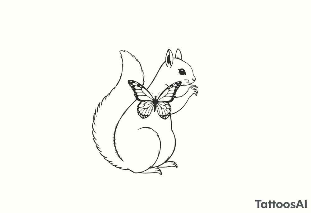 Squirrel holding butterfly tattoo idea