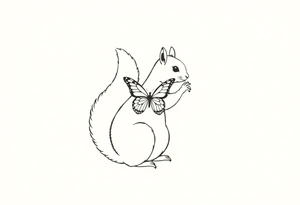 Squirrel holding butterfly tattoo idea