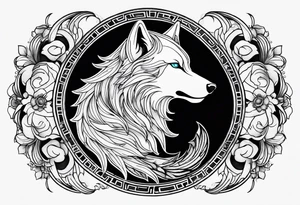 black wolf and white wolf in a ying yang style tattoo idea