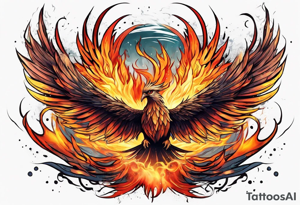 Phoenix rising from the ashes tattoo idea