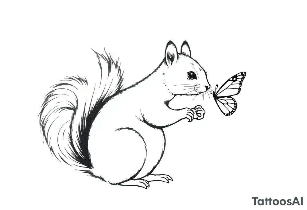 Squirrel holding butterfly tattoo idea