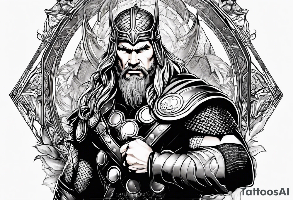 Thor with an Atheist "A" in the background tattoo idea