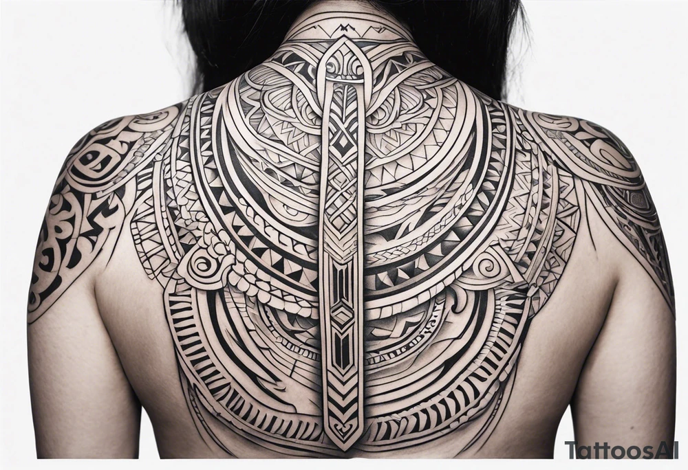 Maori back and neck tattoo design tattoo idea