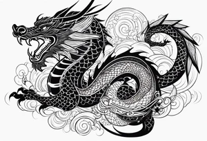 Stars with dragon like line tattoo idea