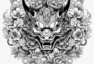 hannya mas withdraw dragon and flower tattoo idea
