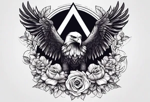 incorporate an eagle, with skull and flowers, can you make it vertical tattoo idea