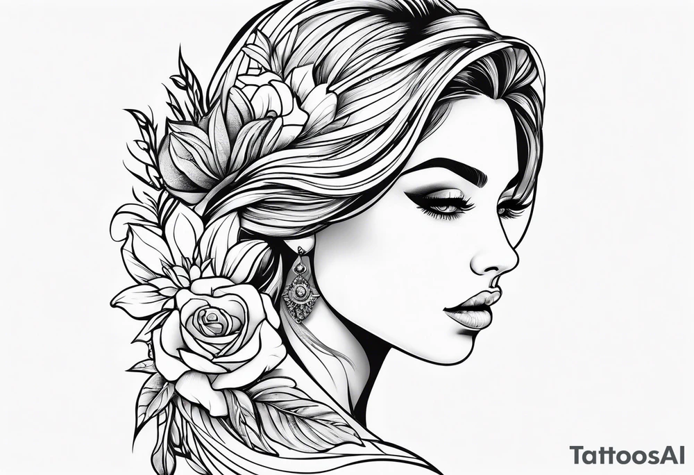 Female outline tattoo idea
