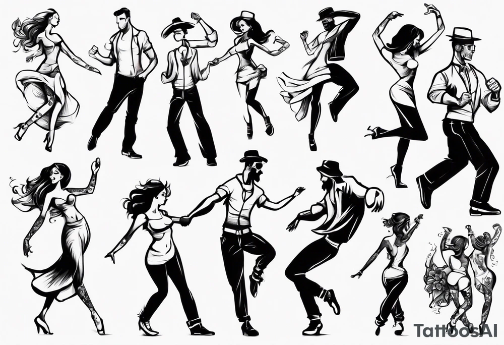 Dancing guy and girl tattoo idea