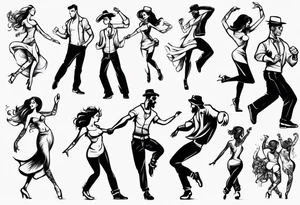 Dancing guy and girl tattoo idea