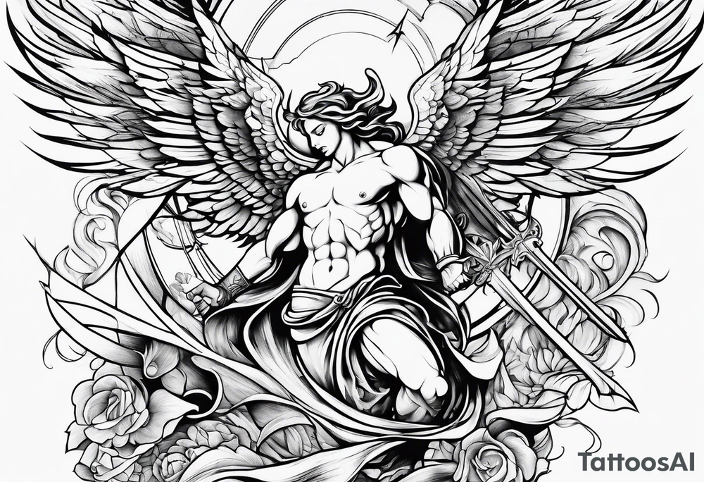 Angel fighting demon tattoo idea