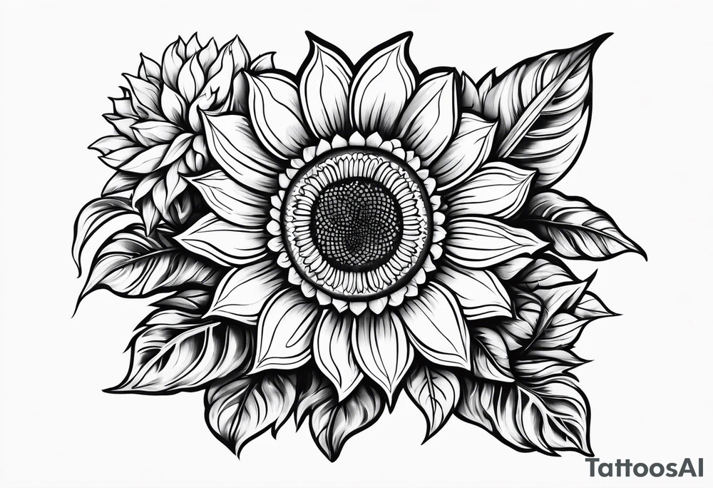 Candi bentar with sunflowers tattoo idea