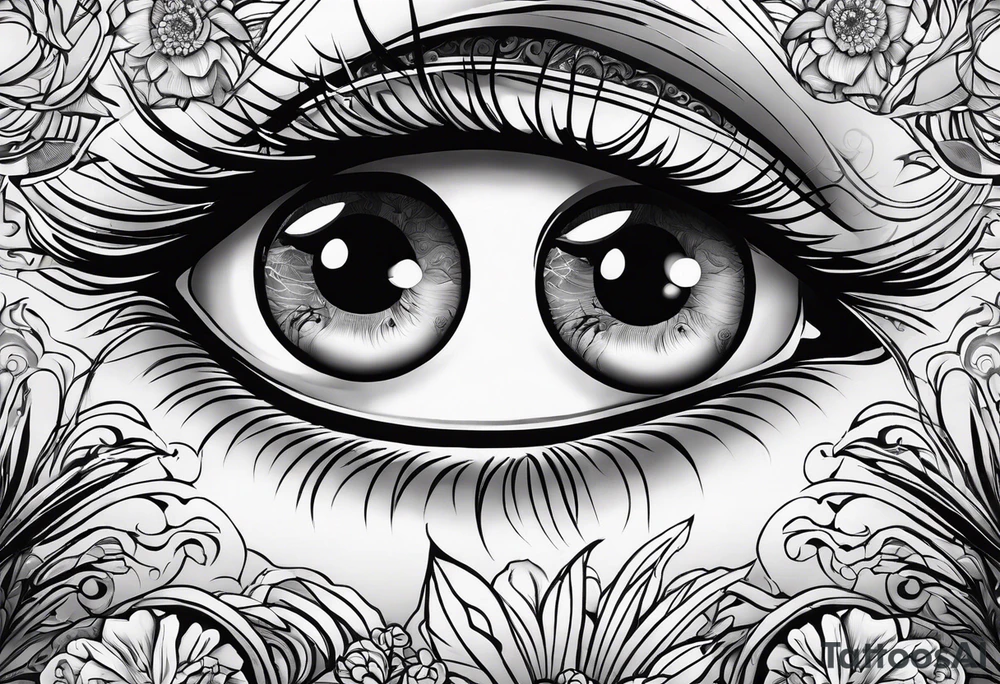 big eyes with lighting tattoo idea