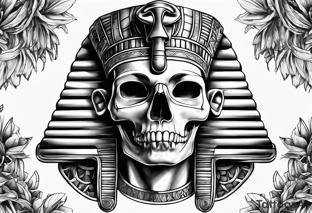 pharaoh skull realistic tattoo idea