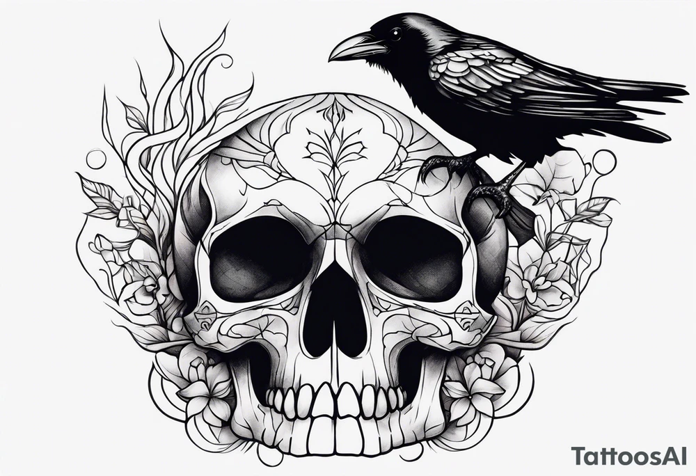 Raven on a Skull tattoo idea