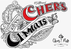 Cheers Mate text, armband +Cancer Ribbon tattoo idea
