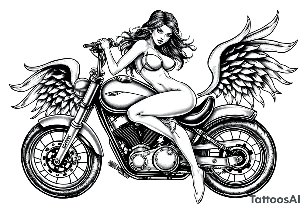 naked girl on motorcycle, slut, angry tattoo idea
