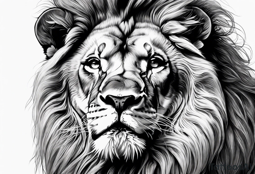 lion close up tattoo idea