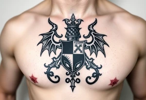 Smith family crest from Ireland with dark and brutally Demonic features for a full chest tattoo tattoo idea