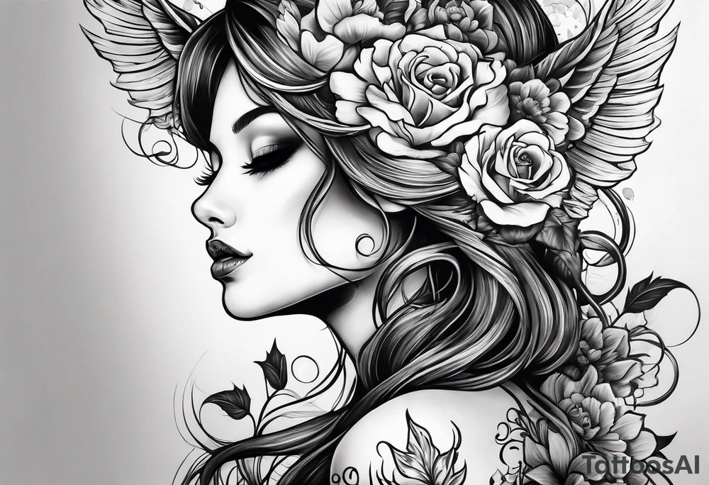 Girl falls in love with death tattoo idea