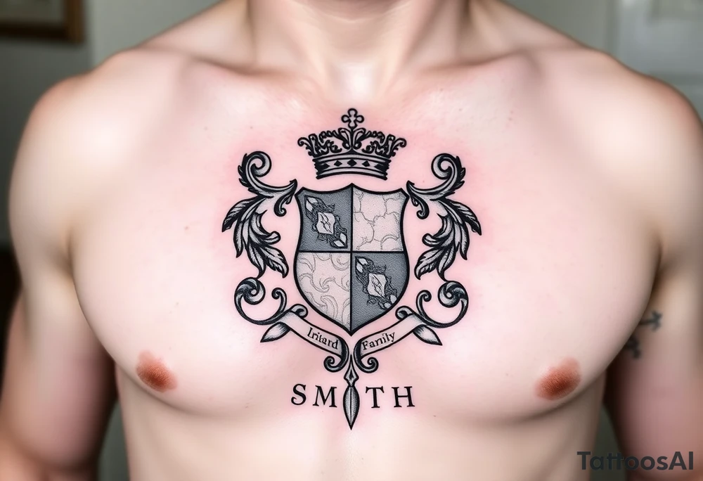 Irish family crest for Smith. Full chest tattoo tattoo idea