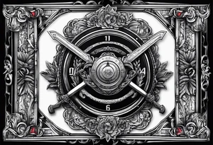 with a juctice emblem a sword and a scale tattoo idea