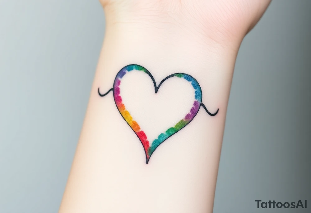 infinity symbol surrounded with heart in rainbow colors tattoo idea