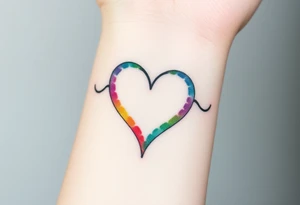 infinity symbol surrounded with heart in rainbow colors tattoo idea