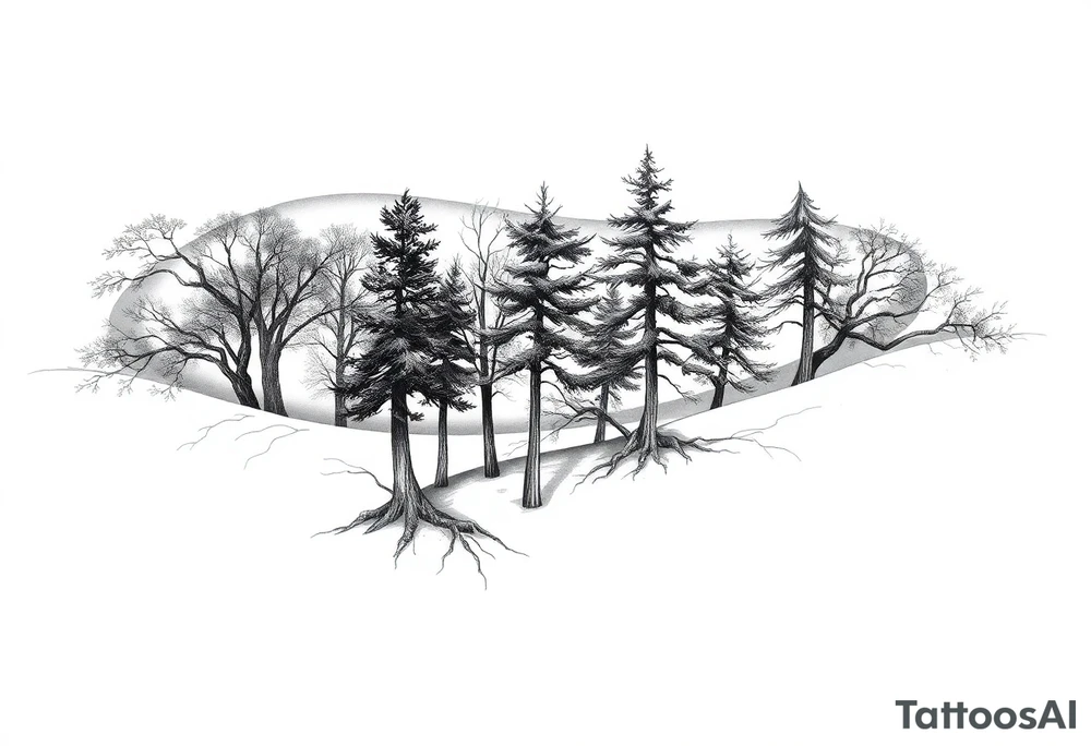 Full arm sleeve that starts with trees on the forearm tattoo idea Full arm sleeve that starts with trees on the forearm tattoo idea