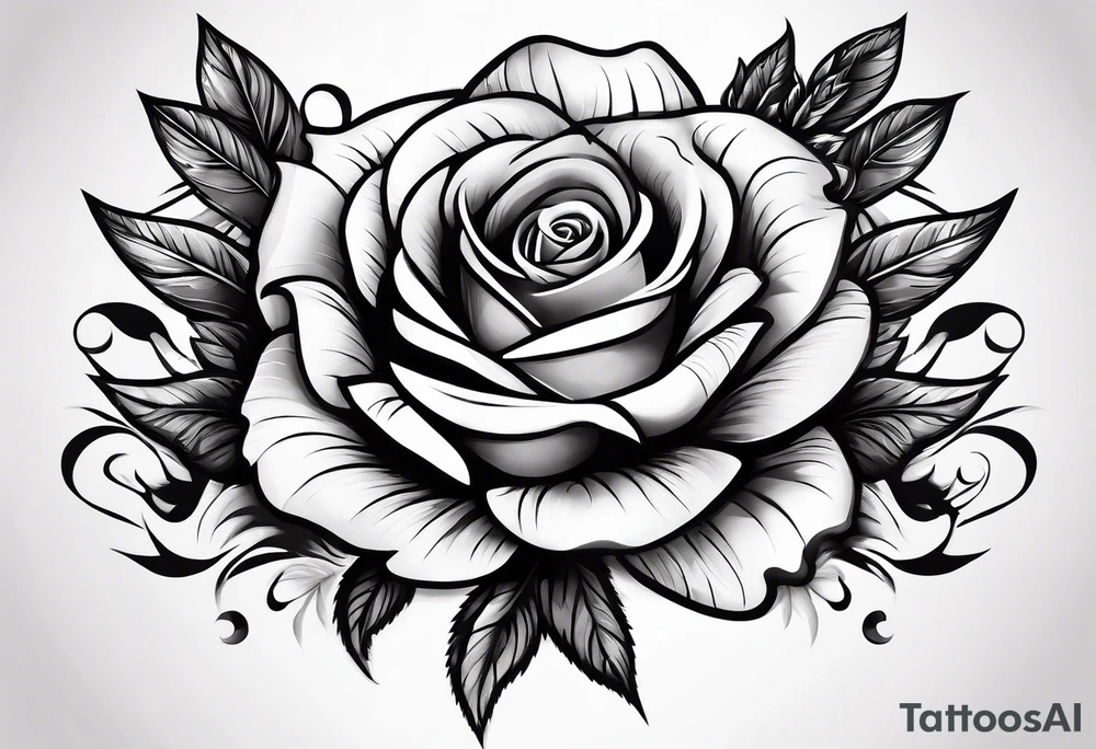 Rose combines with swords tattoo idea