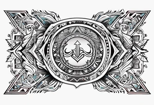 Arm band with Aquarius theme and native Comanche tribe symbols tattoo idea