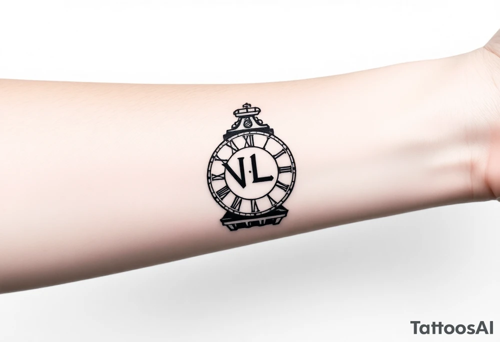 clock tower with the the word NLB tattoo idea