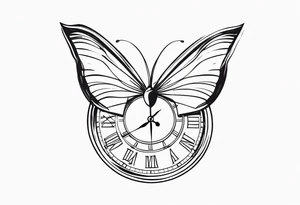 Butterfly flying around a clock. tattoo idea