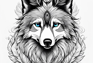 Peacock feather, wolf pup tattoo idea