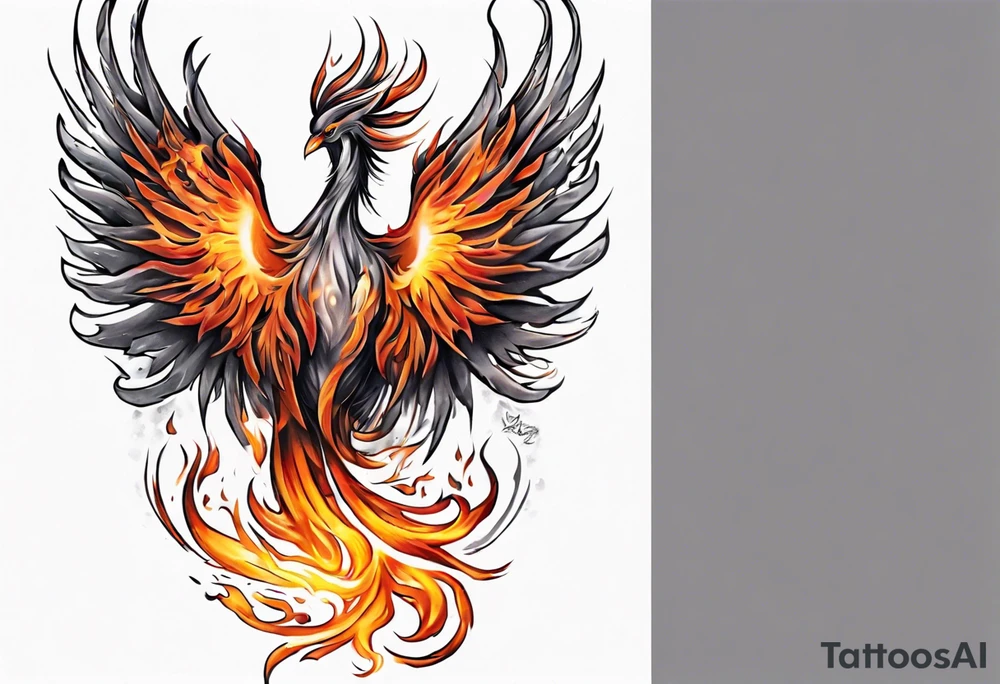 Sleeve tattoo on a woman's arm. Phoenix tattoo idea