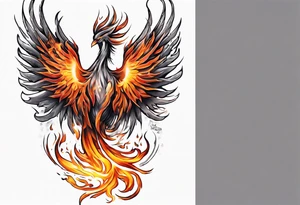 Sleeve tattoo on a woman's arm. Phoenix tattoo idea
