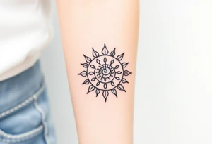 Fibonacci sun spiral shell tattoo idea