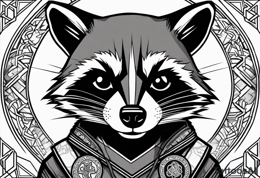 Rocket raccoon with a Glasgow Celtic top on tattoo idea