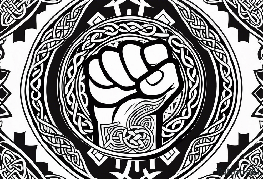Celtic bands and a black power fist tattoo idea