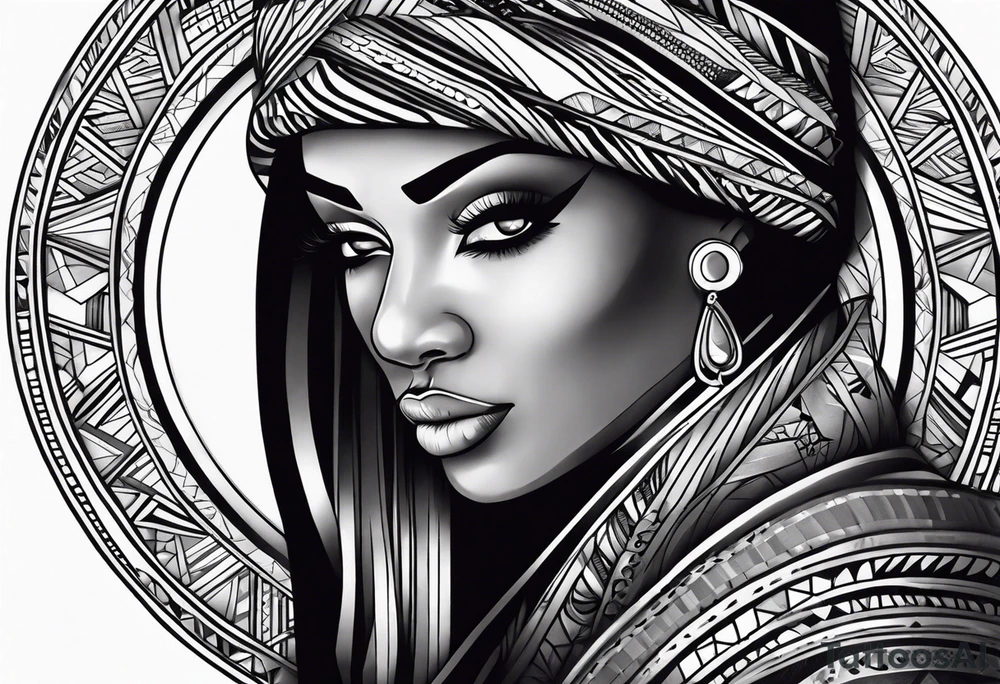 african, arm sleeve tattoo idea