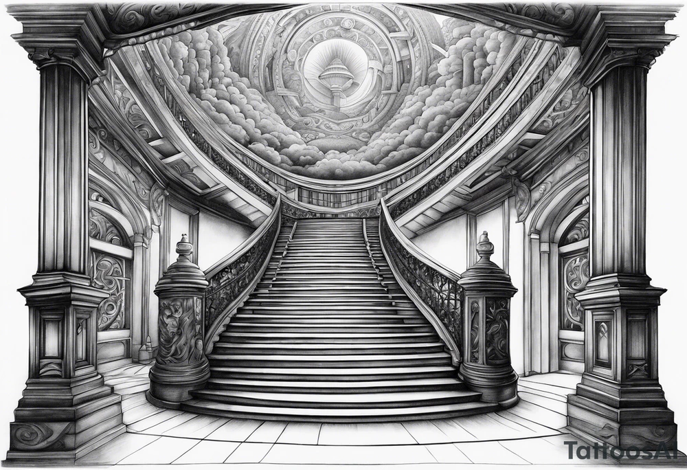 grand winding stairway to heaven tattoo idea