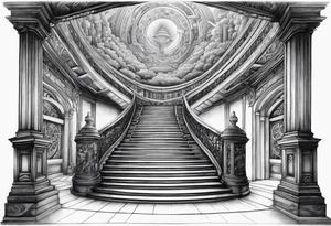 grand winding stairway to heaven tattoo idea