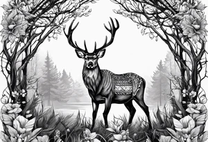 Recurve bow hunting deer tattoo idea