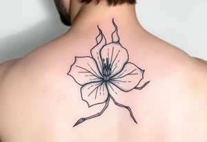 fine line dogwood blossom on fire tattoo idea