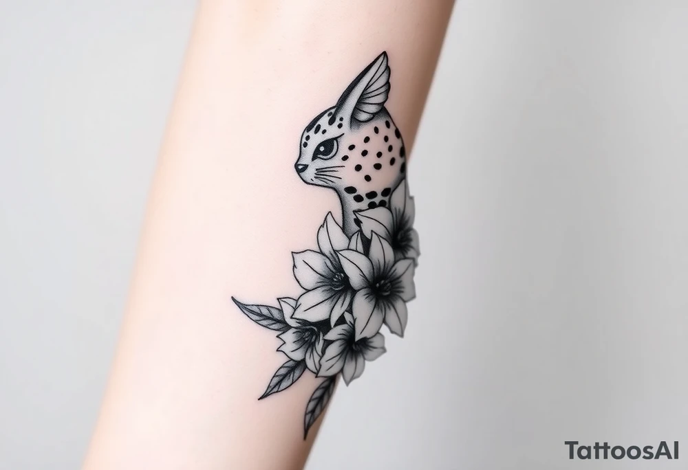 totoro and roses and lilies tattoo idea