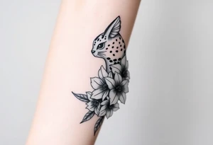 totoro and roses and lilies tattoo idea