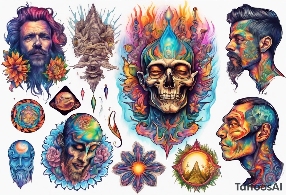 A man  having a psychedelic trip tattoo idea