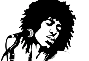 Jimi hendrix, afro, silhouette tattoo idea